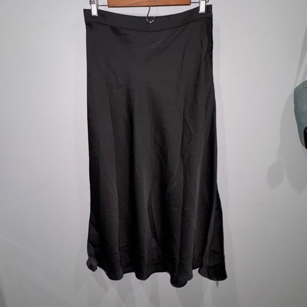 Cupshe Satin Midi Skirt Womens Medium Black NEW A02B4K009AA Silky Slip Skirt